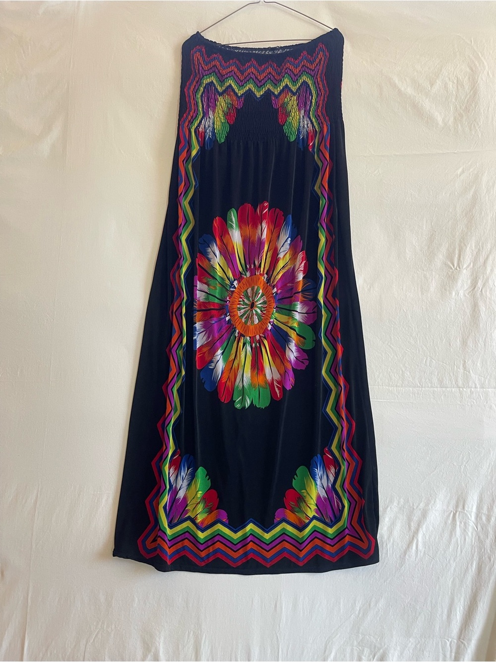 Just Love Black Strapless Maxi Dress with Multicolor‎ Floral Medallion